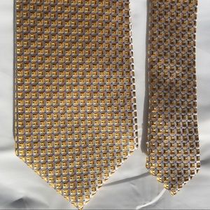 Geoffrey Beene Gold Micro-pattern Silk Tie